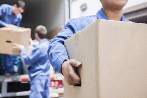 Packing boxes in a Shoreditch flat during a home move