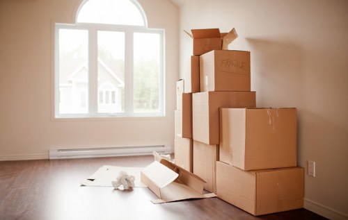 Packing boxes and moving supplies ready for a Shoreditch removal
