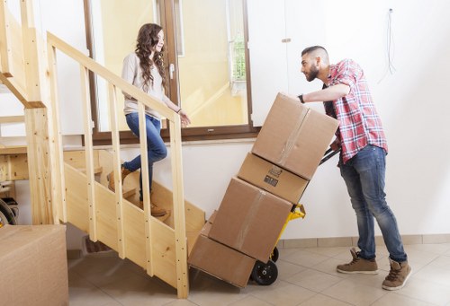 Packing and labeling office equipment for a business move